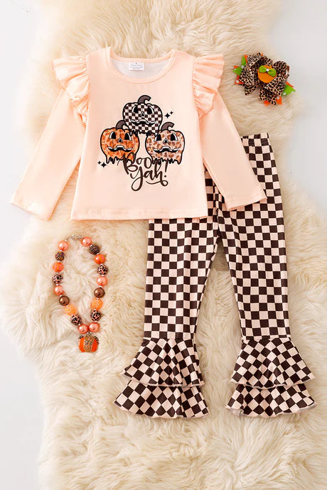 Boo Yah Pumpkin Checkered