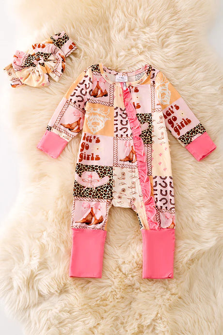 Western Romper with Headband Bow