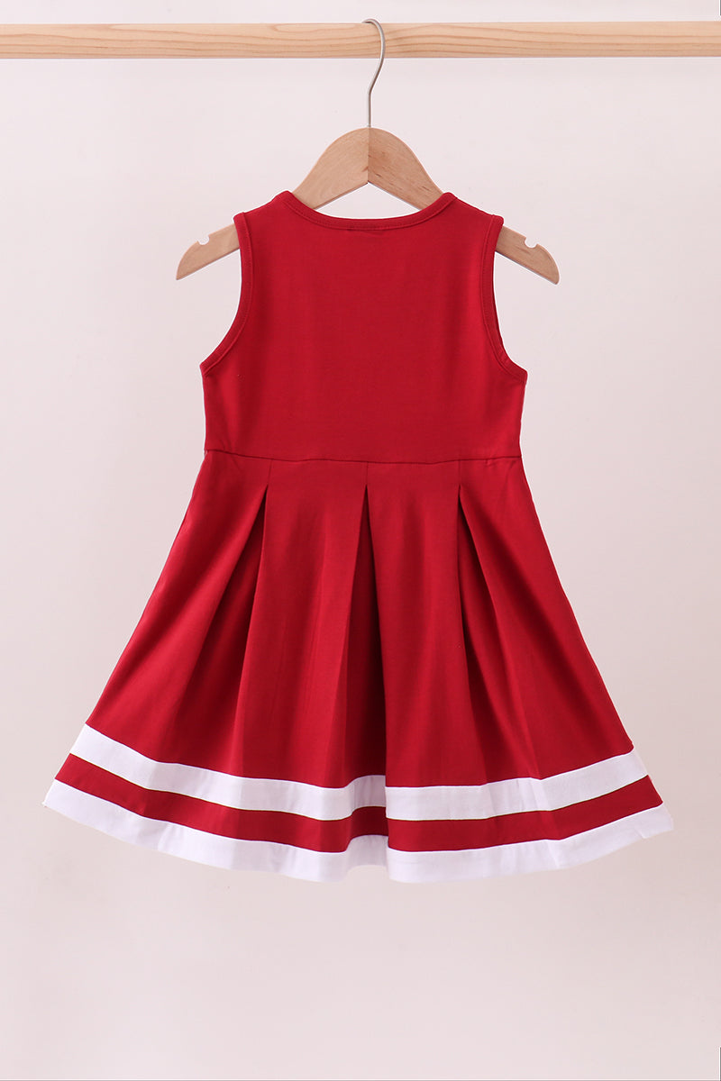 Premium Maroon Alabama embroidery ruffle dress