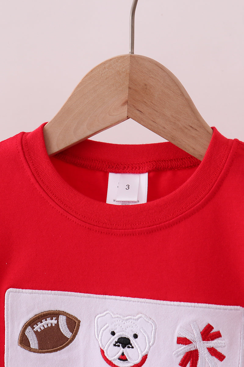 Premium Red Georgia bulldog embroidery top