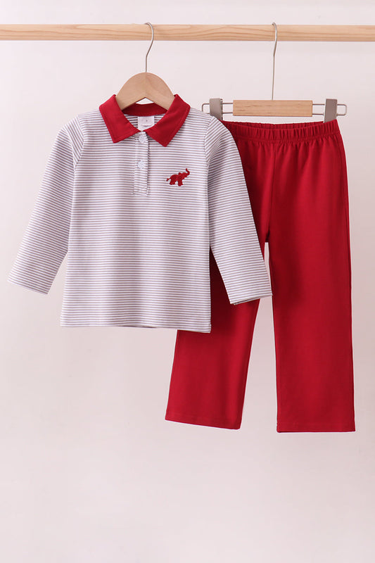 Premium Maroon Alabama elephant embroidery pants set