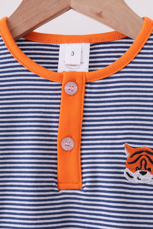Premium Blue Auburn stripe tiger top