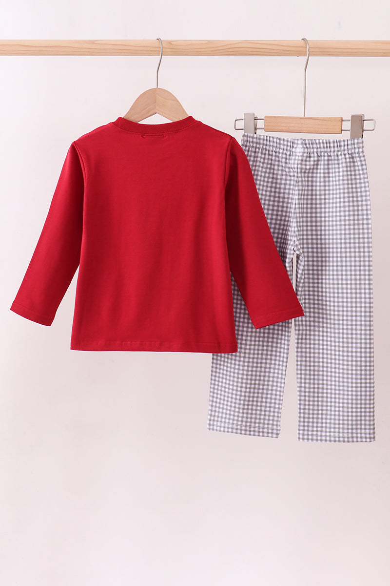 Premium Maroon Alabama elephant applique pants set