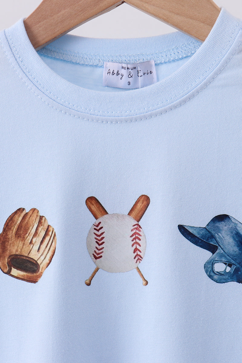 Blue baseball graphic top