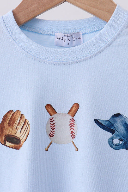 Blue baseball graphic top