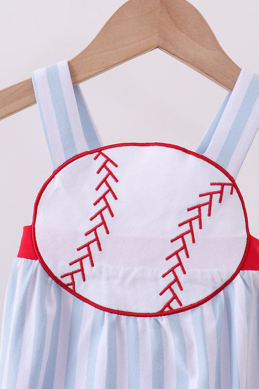 Blue baseball applique bubble