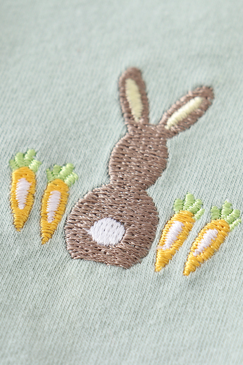 Premium Sage easter bunny embroidery boy top