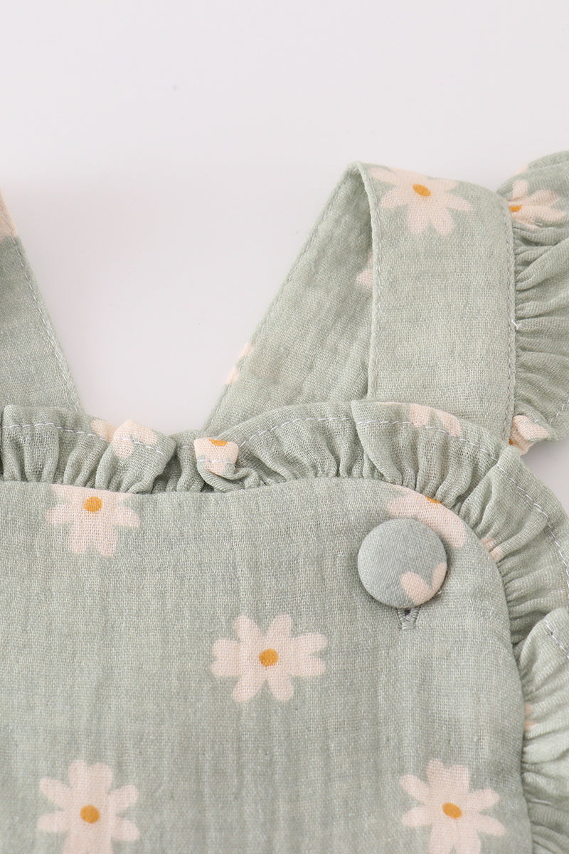 Premium Sage muslin daisy bubble