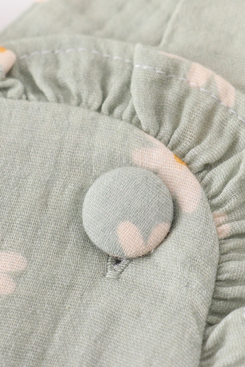 Premium Sage muslin daisy bubble