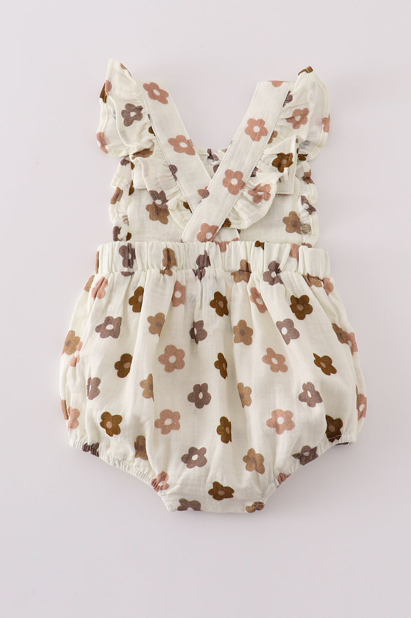 Premium Khaki muslin floral bubble