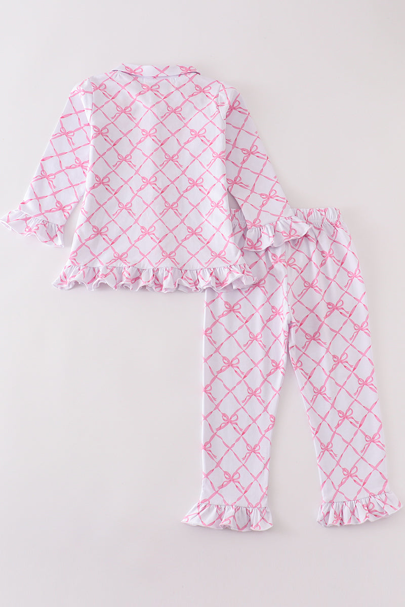 Premium Pink bow tie girl pajamas set