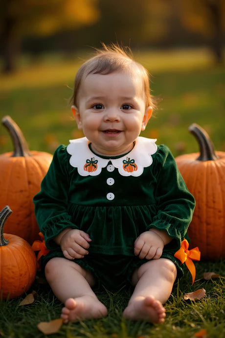 Velvet Pumpkin Romper