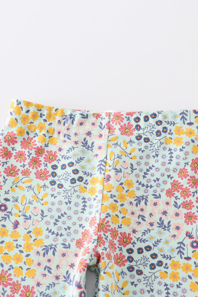 Platinum floral print ruffle girls pants