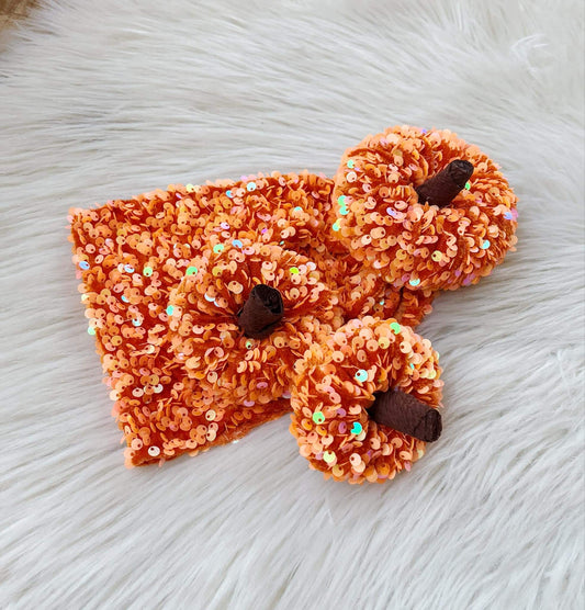 Sequin Pumpkin Bow