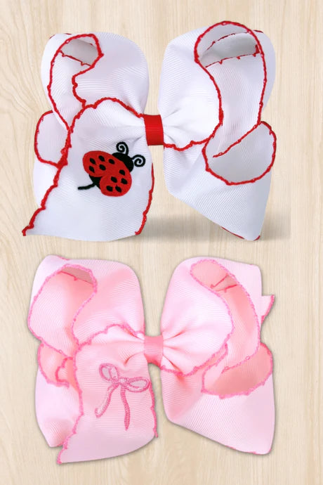 Moon Stitch 5" Lady Bug & Pink Bow