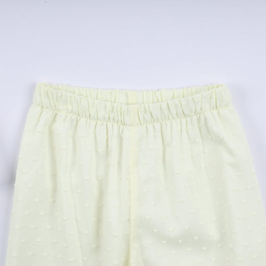 Mustard character hand smocked ruffle pants set