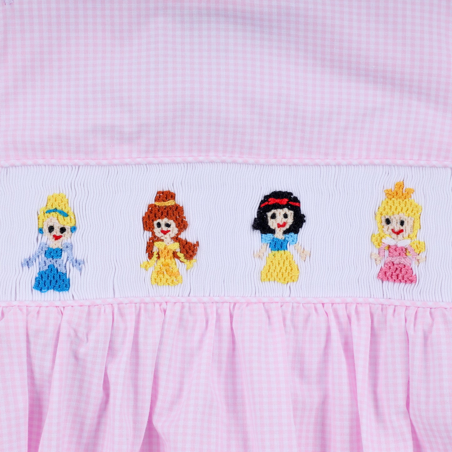 Pink princess hand smocked plaid bubble