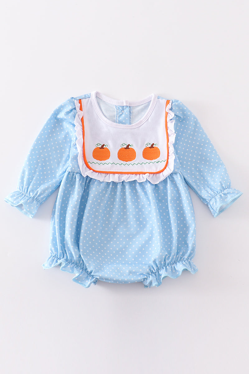 Blue pumpkin embroidery girl bubble