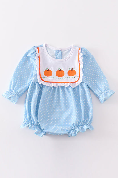 Blue pumpkin embroidery girl bubble