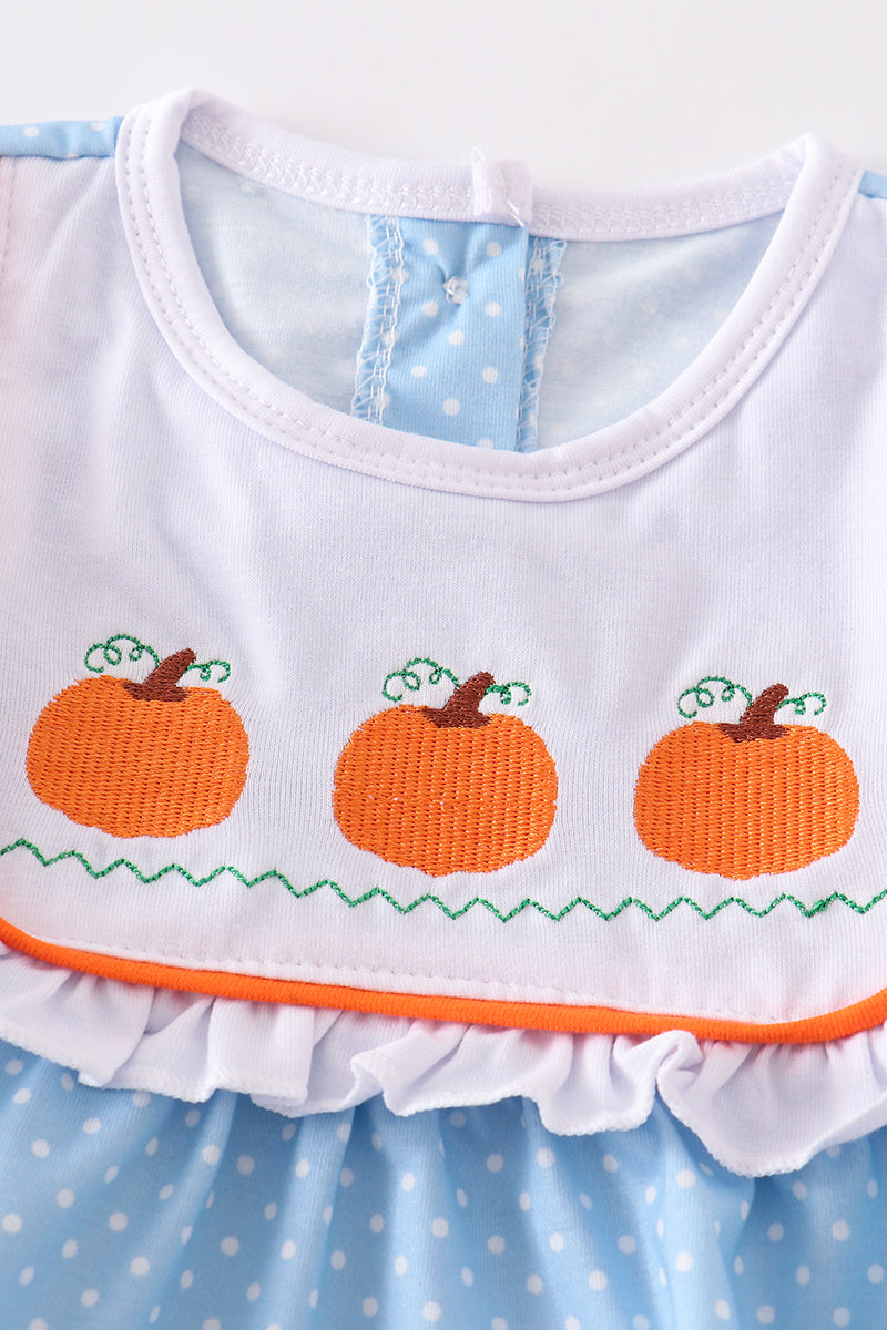 Blue pumpkin embroidery girl bubble