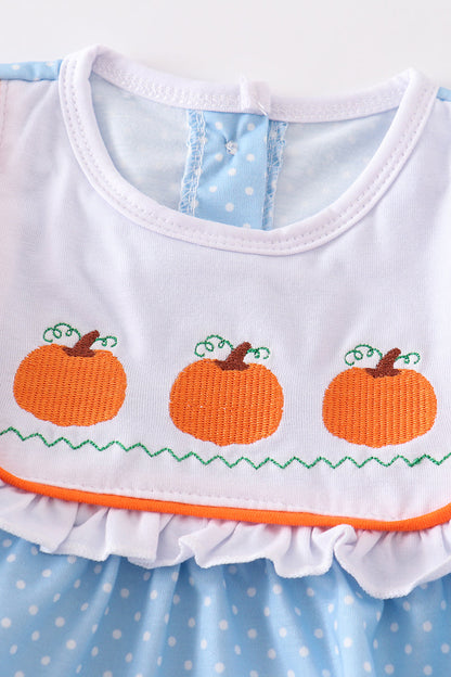 Blue pumpkin embroidery girl bubble
