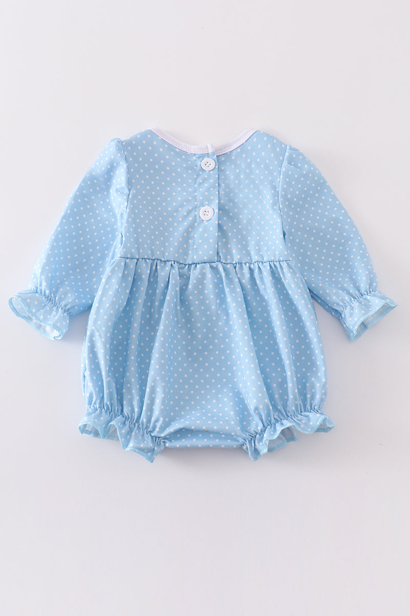 Blue pumpkin embroidery girl bubble