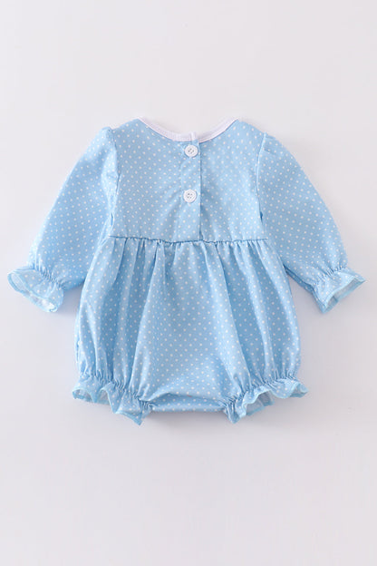 Blue pumpkin embroidery girl bubble