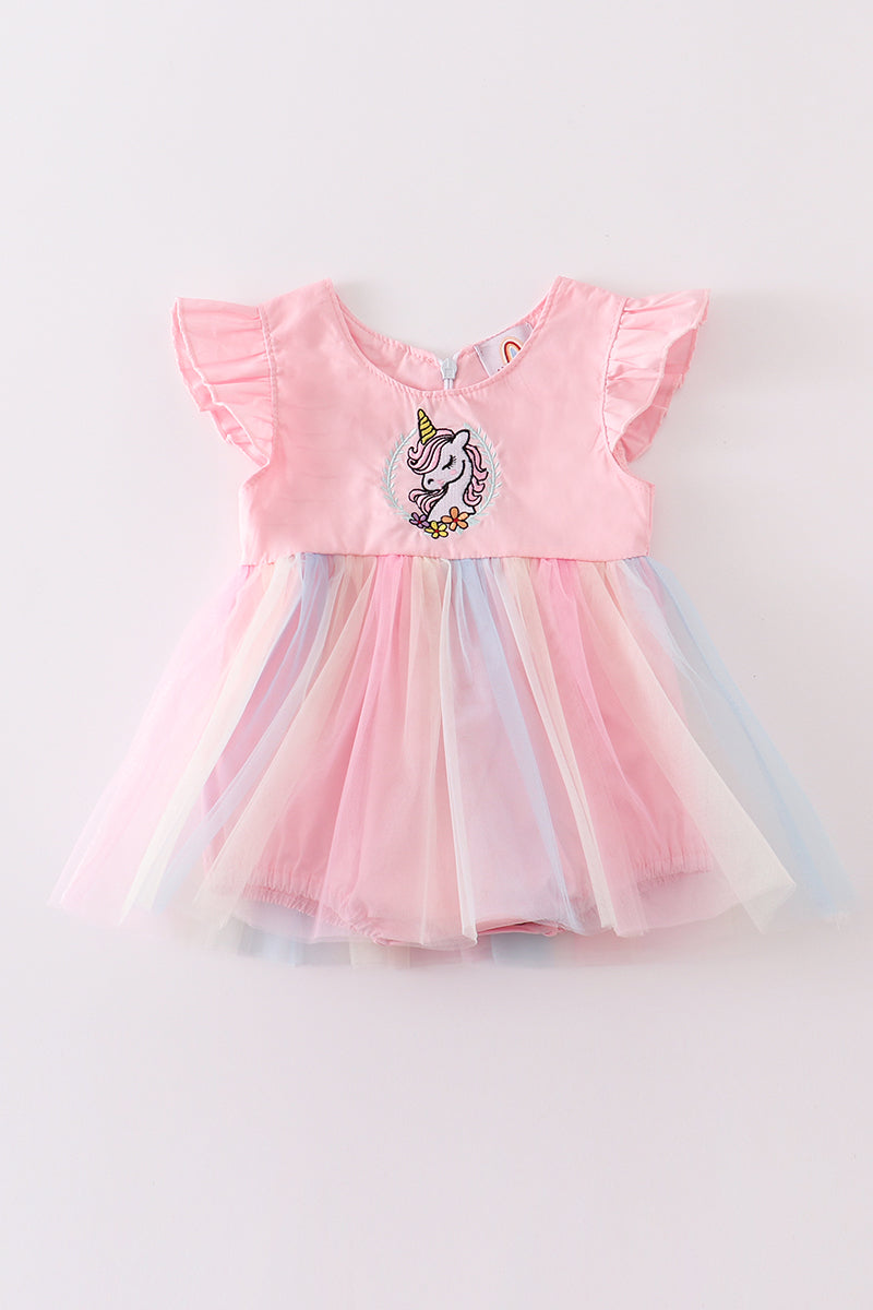 Rainbow unicorn ruffle girl bubble