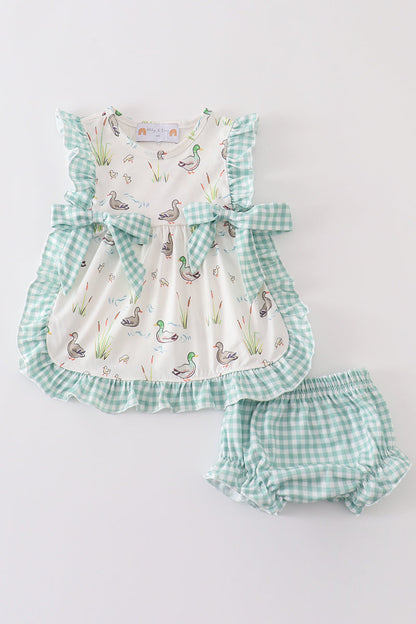 Sage duck girl bloomers set