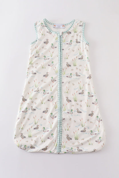 Sage duck baby gown