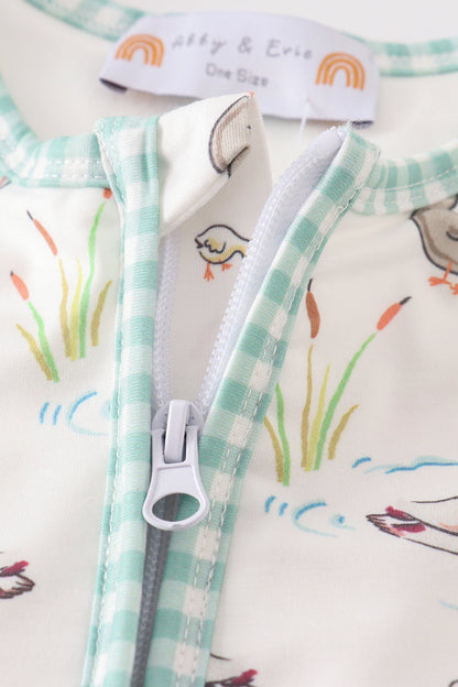 Sage duck baby gown