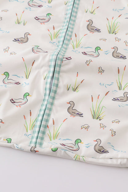 Sage duck baby gown