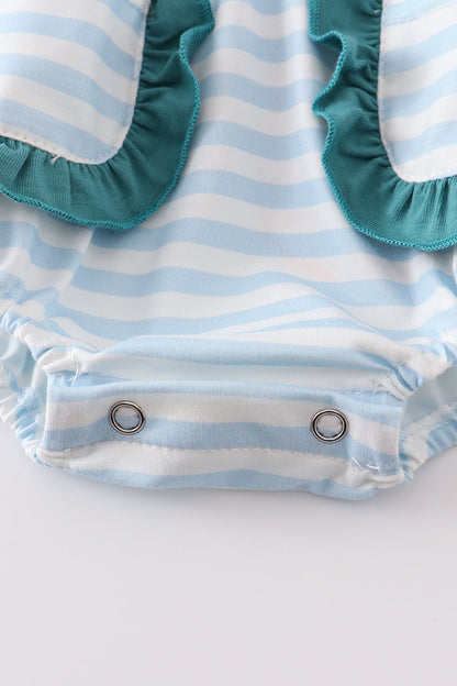 Blue stripe cow embroidery girl bubble