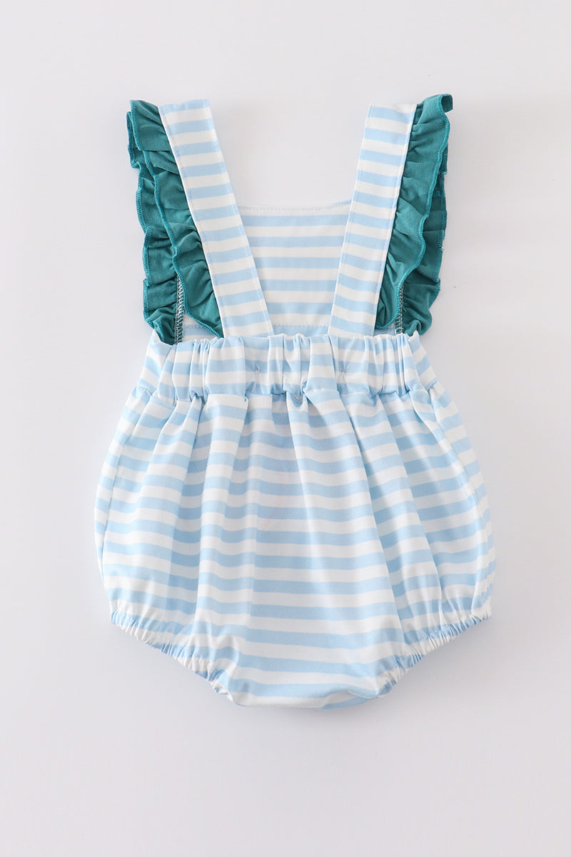 Blue stripe cow embroidery girl bubble