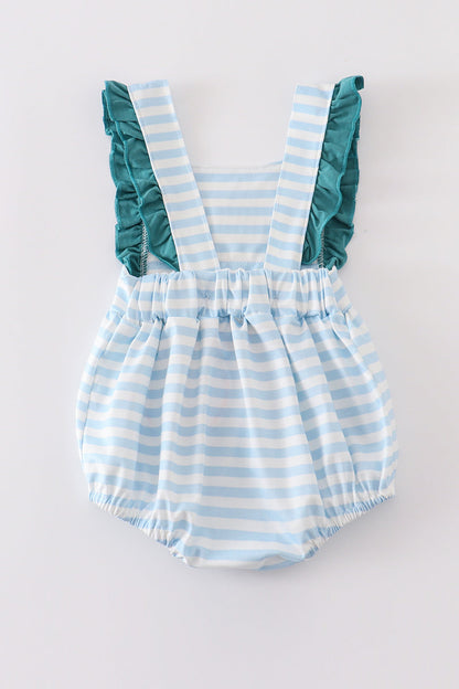Blue stripe cow embroidery girl bubble