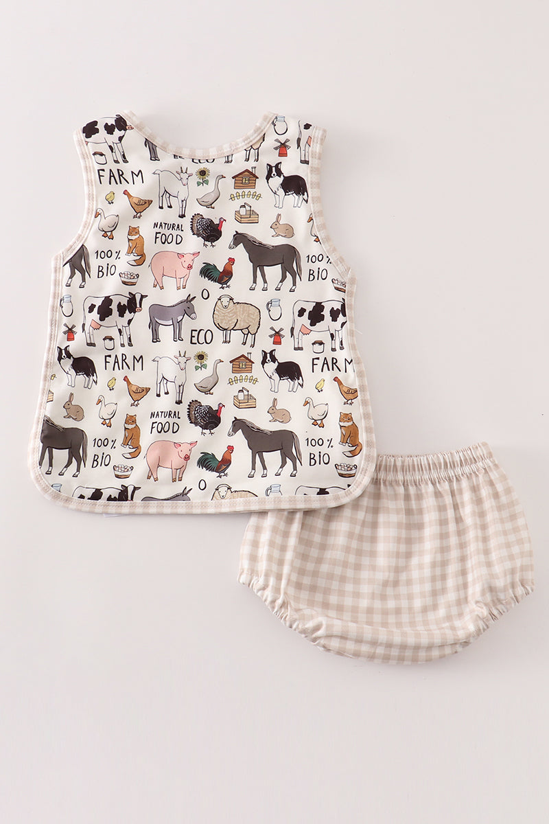 Beige farm baby boy set