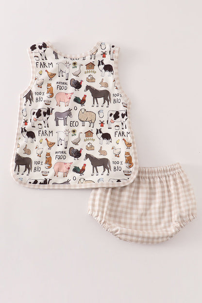 Beige farm baby boy set