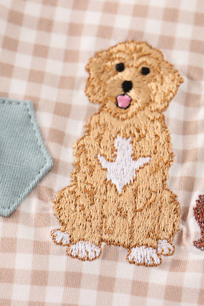 Gingham puppy embroidery boy jonjon