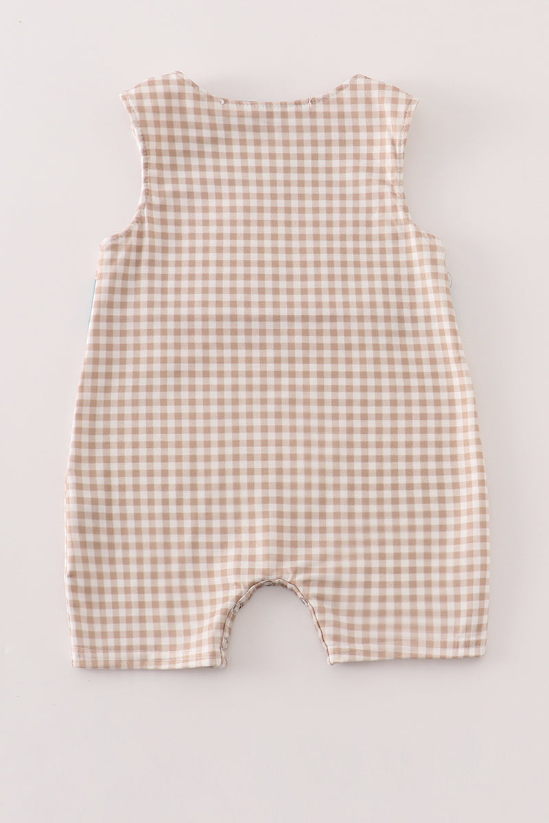 Gingham puppy embroidery boy jonjon
