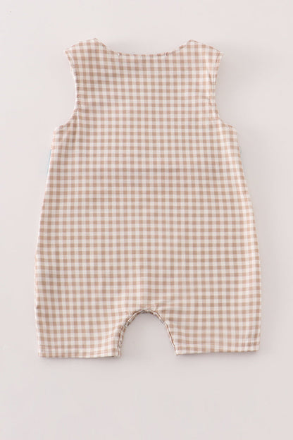 Gingham puppy embroidery boy jonjon