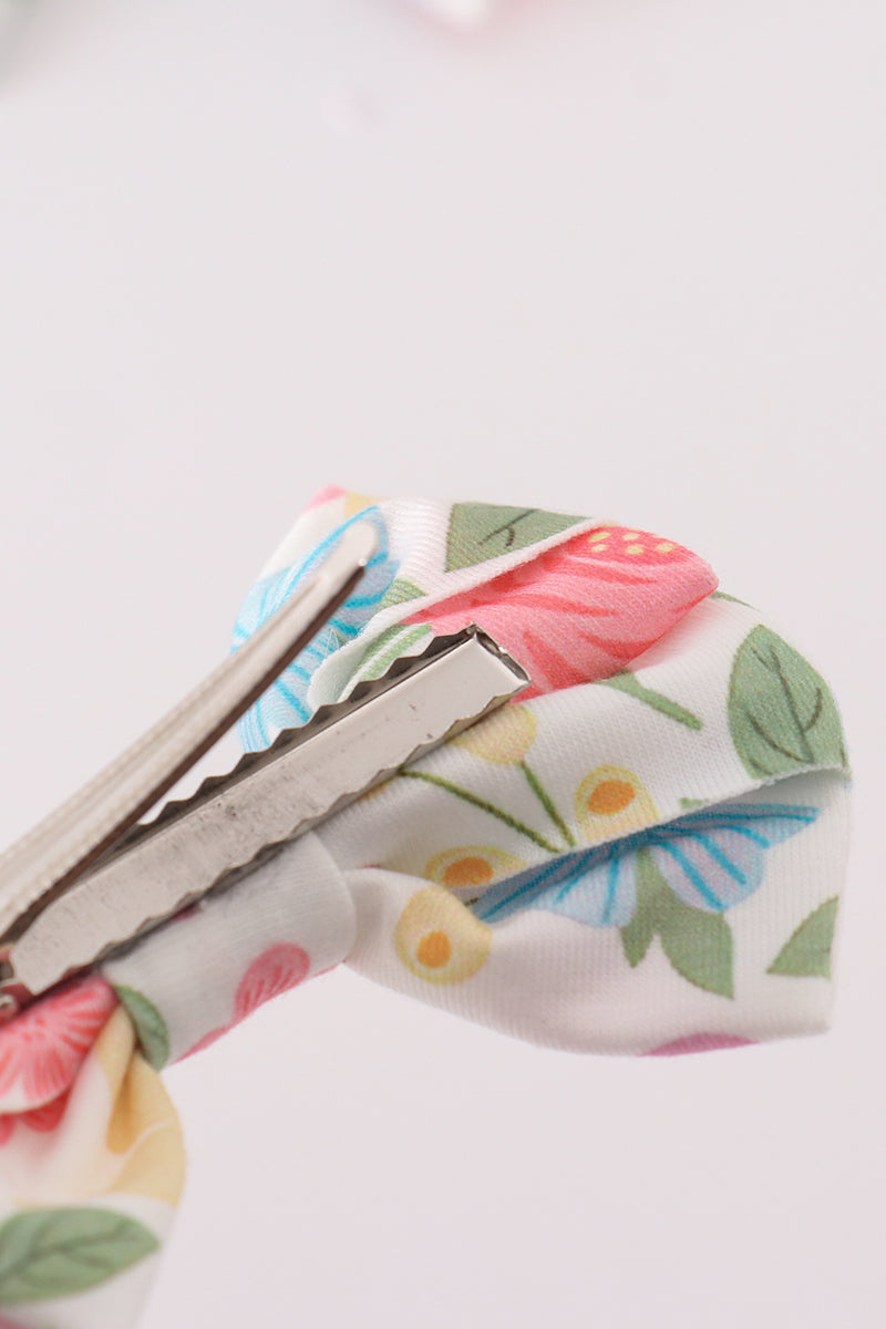 Floral print hair bow