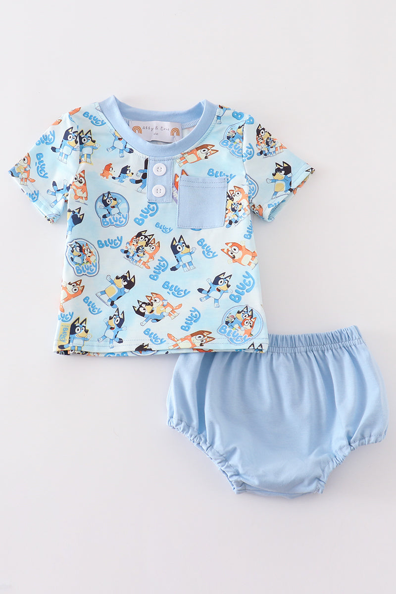 Blue character baby boy set