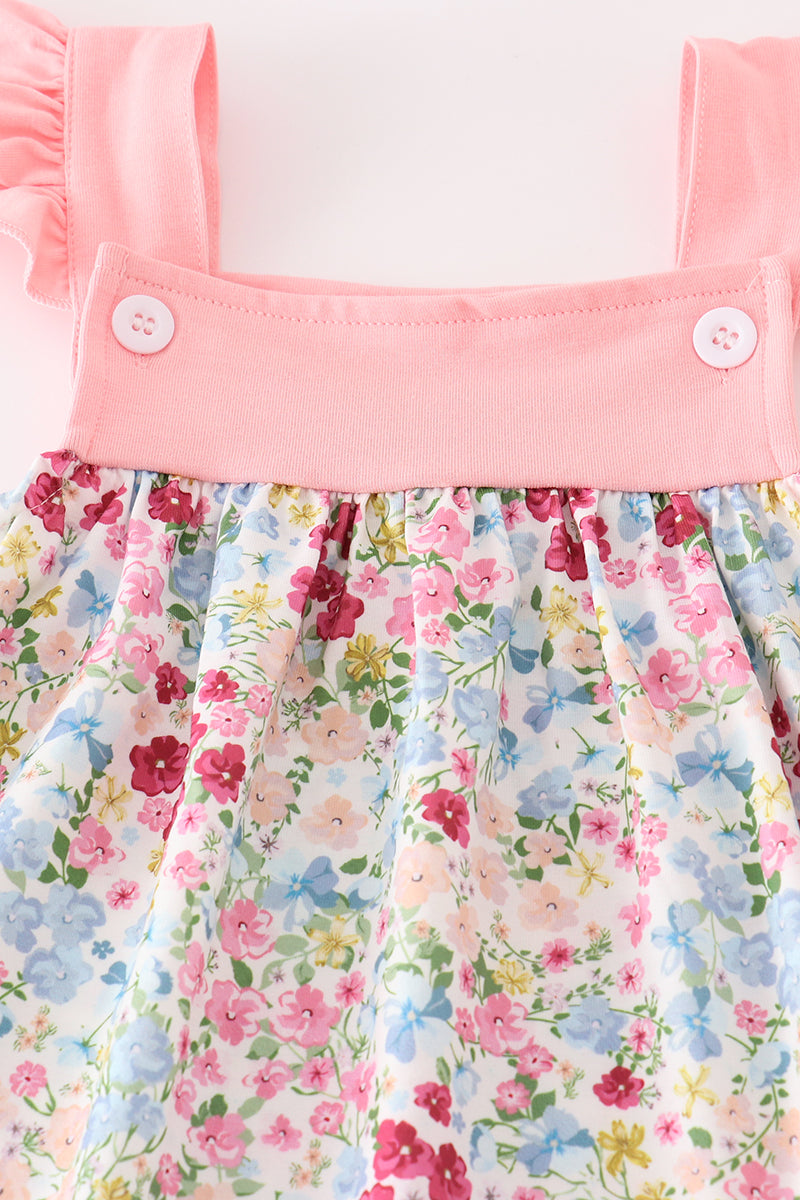 Pink floral print girl set