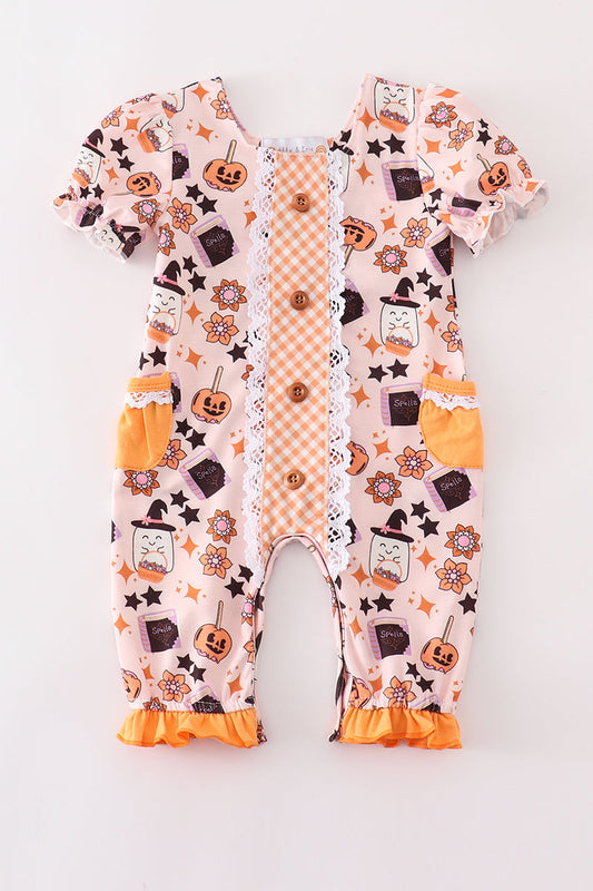 Happy halloween girl romper