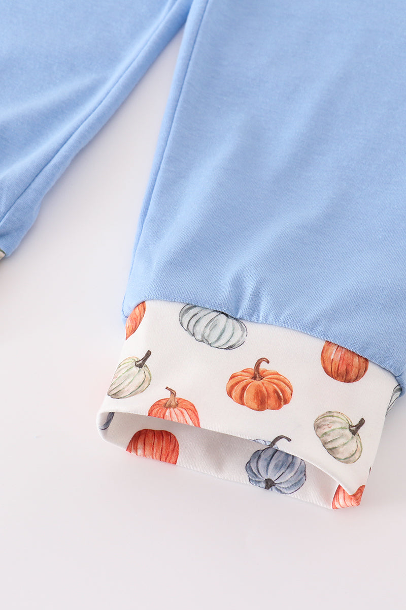 Blue pumpkin boy pants set