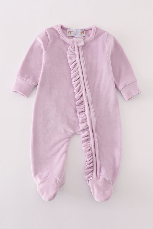 Lavender velvet girl romper