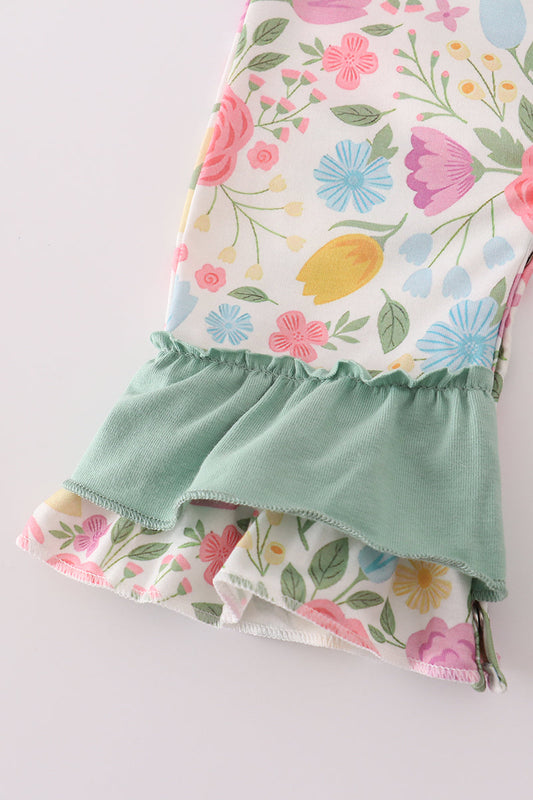 Floral print ruffle romper