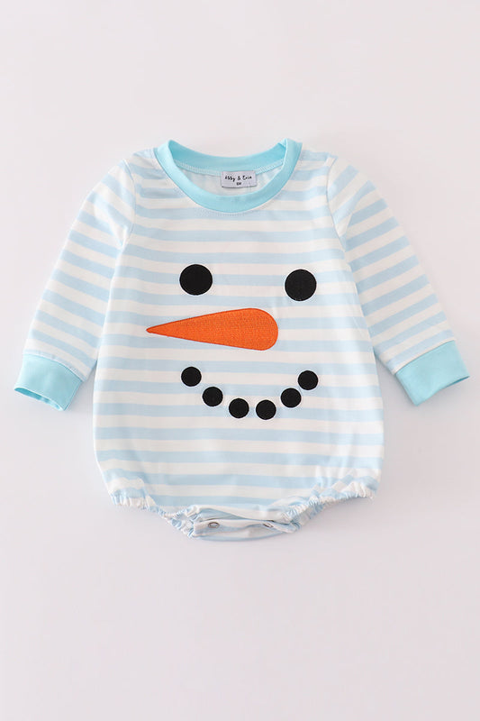 Blue snowman embroidery stripe bubble