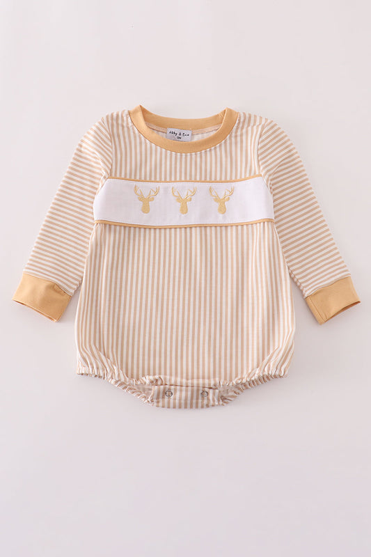 Khaki deer embroidery stripe bubble