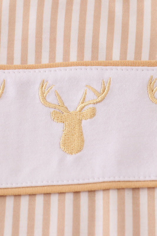 Khaki deer embroidery stripe bubble